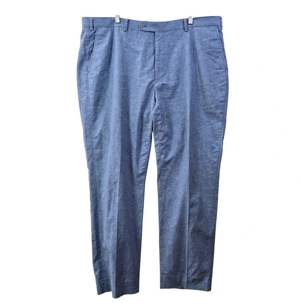 Joseph Abboud Mens Linen Cotton Casual Dress‎ Pants 44x30 Blue Summer Trousers